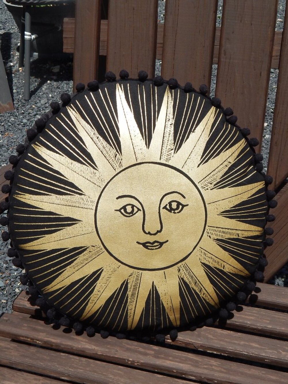 Round Celestial ROUND Pillow Sun & Moon Meditation Floor Cushion Seat RARE
